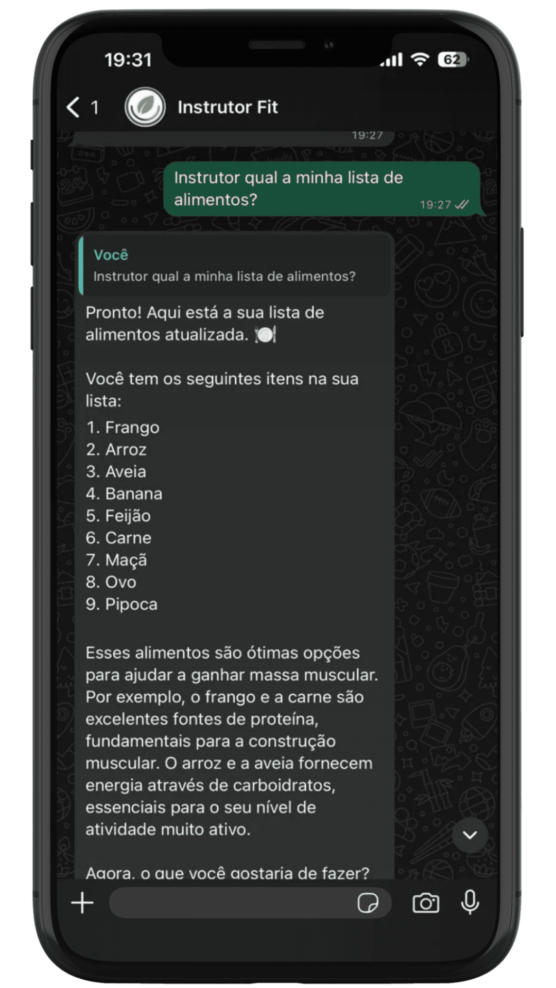 Conversa 1 no Instrutor Fit